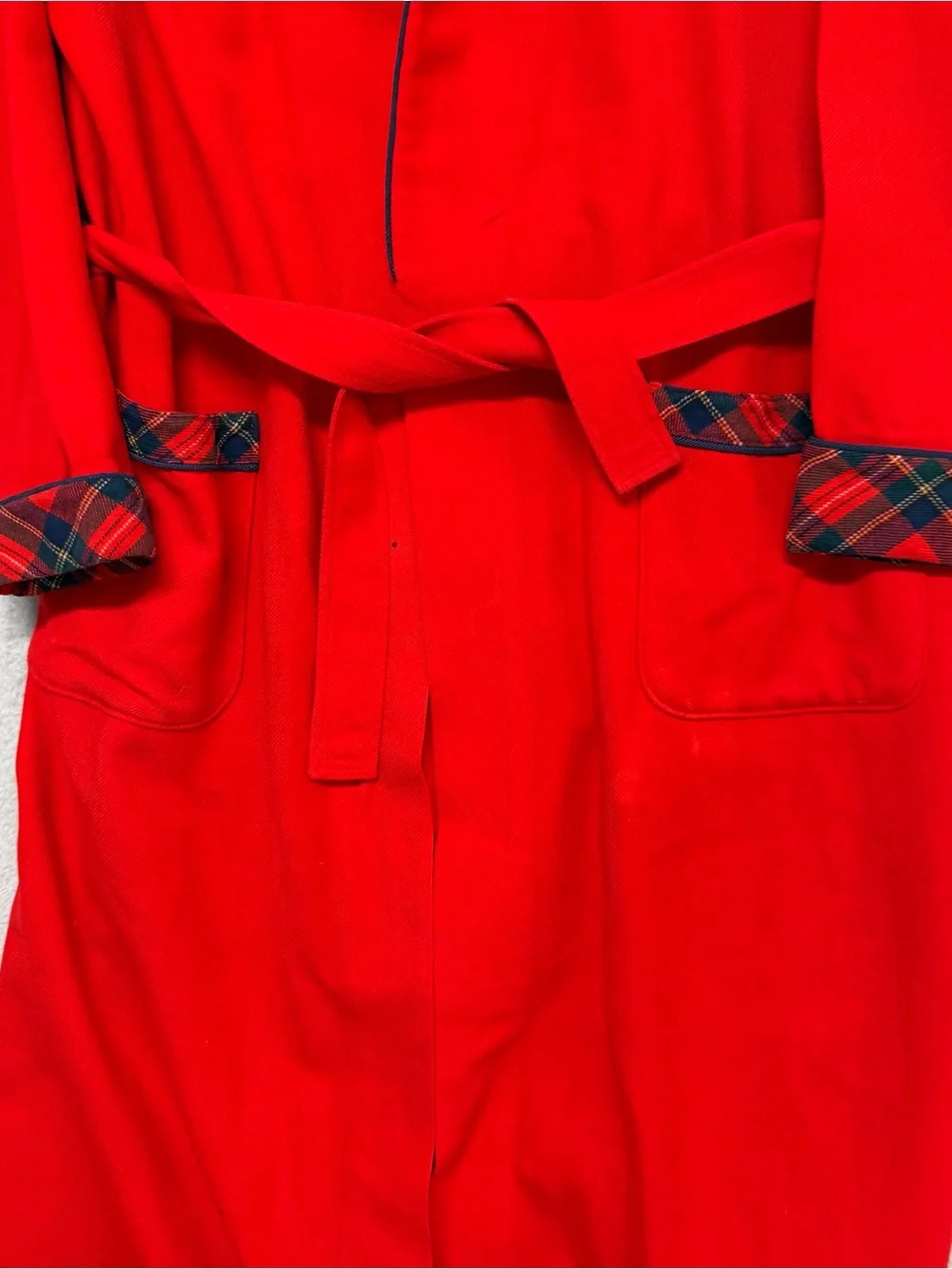 Vintage PENDLETON 100% Pure Virgin Wool Bathrobe Red USA Made Size Medium